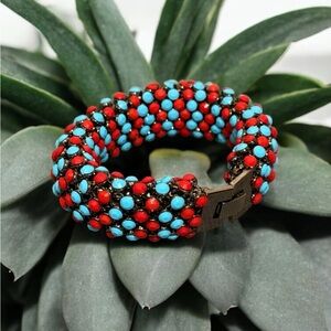 Vintage Colorful Beaded mesh Bracelet